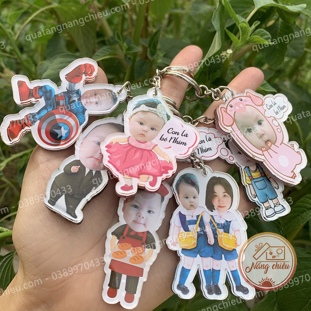 Móc khóa cắt chibi dễ thương, ghép hình vào chibi theo yêu cầu, in hình và in tên theo yêu cầu