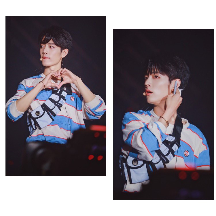 Áo Thun Dài Tay, Áo Phông Unisex Tiêu Chiến Mặc Cổ Tròn Sọc Xanh Và Trắng | BigBuy360 - bigbuy360.vn