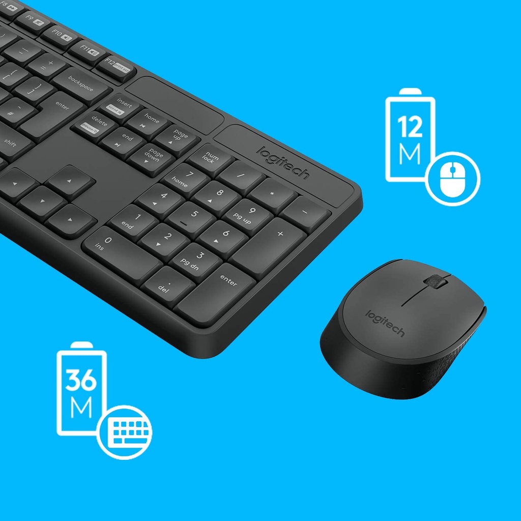 Bộ bàn phím và chuột không dây Logitech MK235 - Hàng Chính Hãng