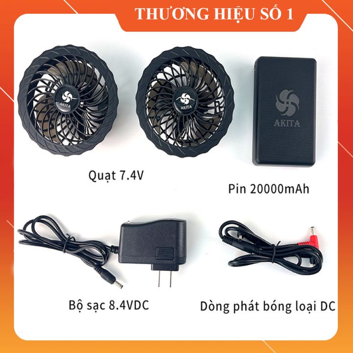 Áo Điều Hòa Akita Nhật Bản, Bộ Phụ Kiện Áo Điều Hòa, Bộ Pin Quạt Sạc Dây Cáp, Combo Phụ Kiện Pin Quạt