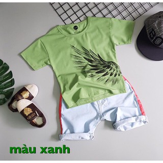 [SIZE NHÍ+ĐẠI] SÉT ÁO THUN LÔNG VŨ PHỐI QUẦN JEAN
