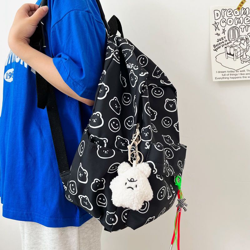 Balo Nữ Ulzzang Hoạ Tiết Gấu Chống Nước, Cặp Xách Sinh Viên Học Sinh Thời Trang Hàn Quốc.