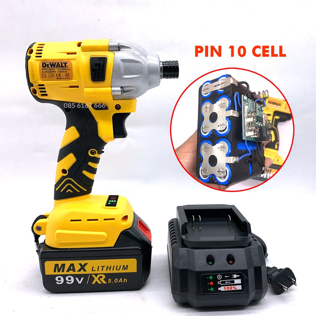 Máy Bulong DEWALT 99V - Bắn Vít, Khoan Tường dùng Pin 10 CELL - 100% Lõi Đồng - KHÔNG CHỔI THAN