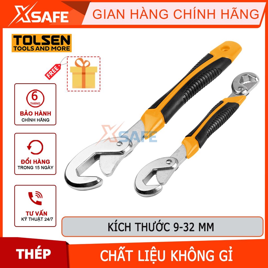 Bộ mỏ lết tự động đóng mở đa năng TOLSEN 15282 hợp kim thép siêu cứng chống rỉ mở bulong ốc vít, sửa chữa nhà cửa cơ khí