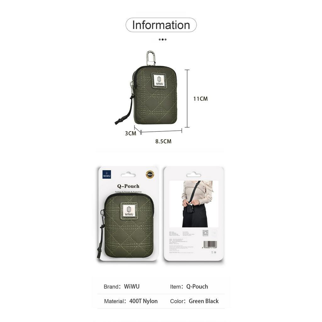 Wiwu Q-Pouch Túi Đựng Tai Nghe AirPods Pro Bằng Nylon Mềm Chống Thấm Nước Có Móc Nhỏ Gọn Cho AirPods ,Cards, Thẻ ID
