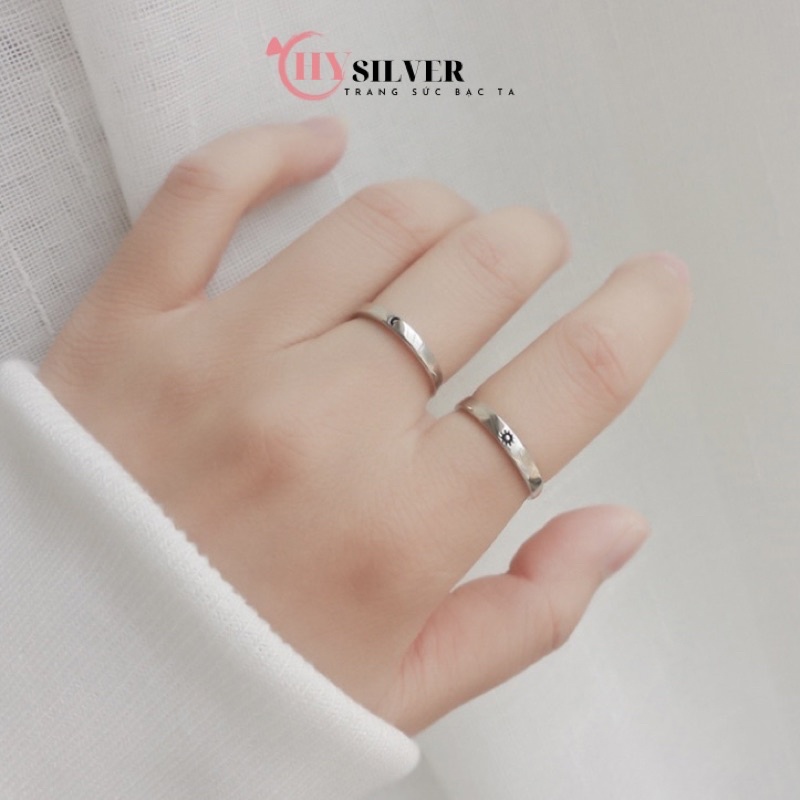 Nhẫn đôi nam nữ đôi bạn thân bạc ta dày dặn mặt trăng mặt trời nhẫn đôi bạc thật giá rẻ CHY SILVER