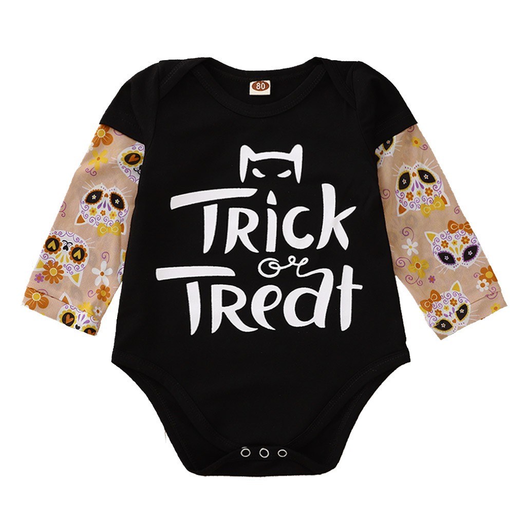 Đồ Liền Thân Ngắn Tay In Họa Tiết Halloween Cho Bé Trai / Gái