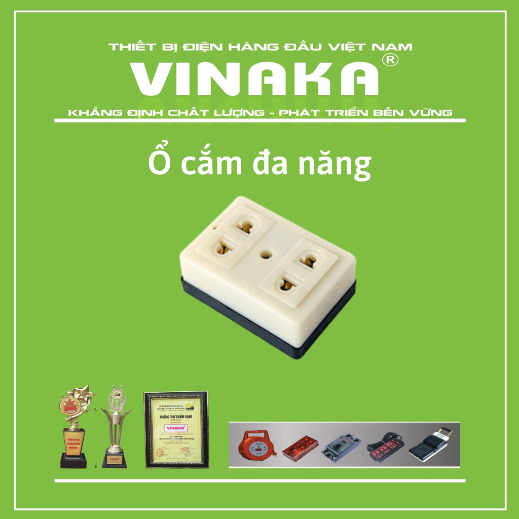 Ổ cắm 2 lỗ đa năng, Ổ cắm tiện dụng VINAKA - A2