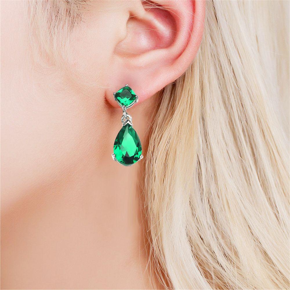 BORAG Bông Tai Hình Giọt Nước Đính Đá Zircon