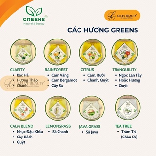 Tinh Dầu Treo Ô Tô, Tủ GREENS - Thơm Tho, Khử Mùi, Kháng Khuẩn, Đuổi Côn Trùng, Thư Giãn | Kelly Beauty