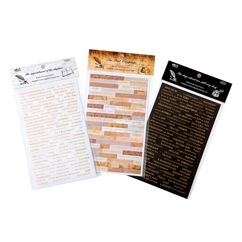 Set 4 Sticker Màu Đồng Phong Cách Vintage Hàn Quốc Dùng Trang Trí Sổ Tay DIY