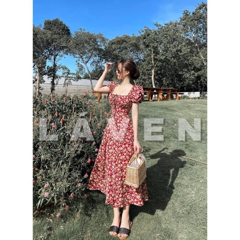 Váy đầm nữ xẻ tà hoa nhún ngực, Đầm nữ dự tiệc đi chơi hàng loại 1 | BigBuy360 - bigbuy360.vn