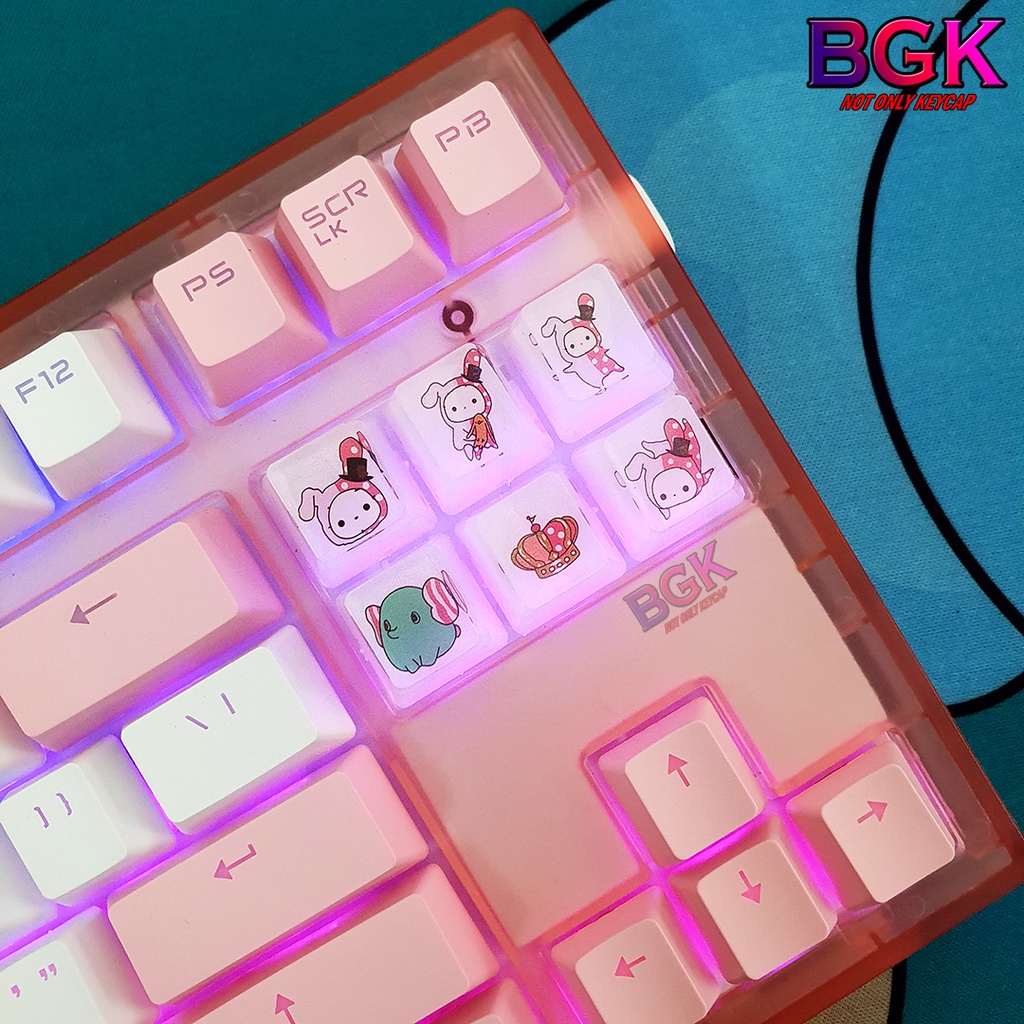 Keycap Lẻ Artisan OEM Profile Chủ Đề Rạp Xiếc Thỏ Cute 1 ( cast resi, keycap resin độc lạ )