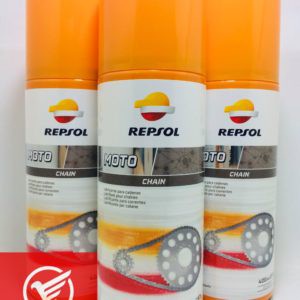 Combo chai xịt dưỡng sên xích xe máy Repsol Moto Chain 400ml rửa sên thunder và bàn chải 3D