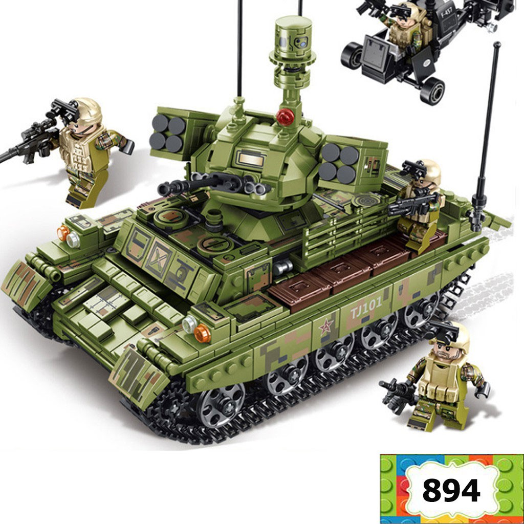 Đồ chơi lego xe Tank tên lửa quân sự giúp trẻ tư duy tăng trí tưởng tượng lắp ghép với 894 mảnh ghép