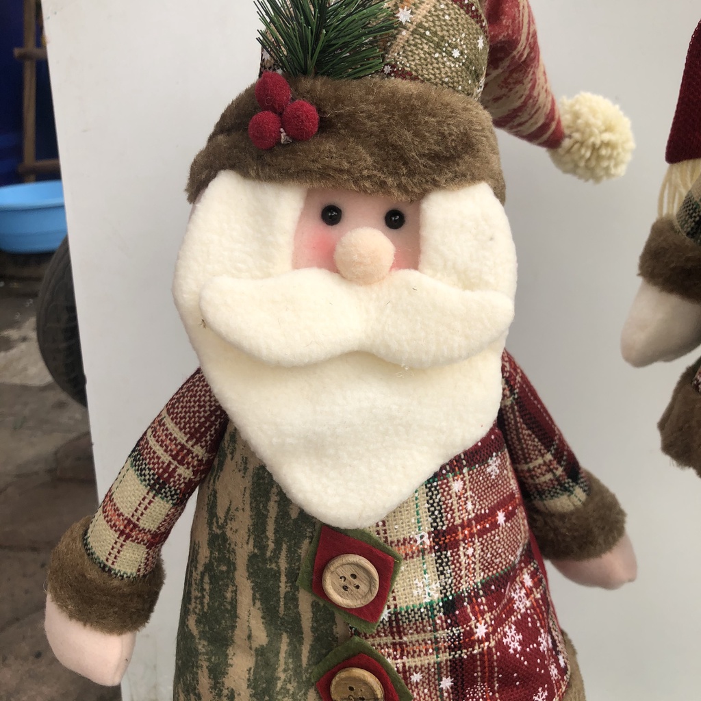 Cặp người tuyết ông già Noel kéo dài chân cao 80cm trang trí Giáng Sinh Noel