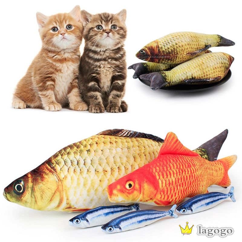 Soft Flannel Vivid Funny Fish Shape Cat Kitten Playing Toy Pillow Doll Lagogo