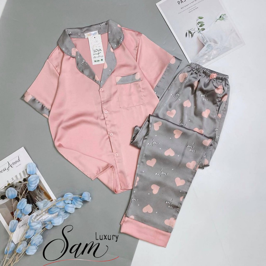 Đồ bộ pijama hàn quốc - đồ ngủ nữ chất lụa latin mềm mịn mặc thích Sam Luxury