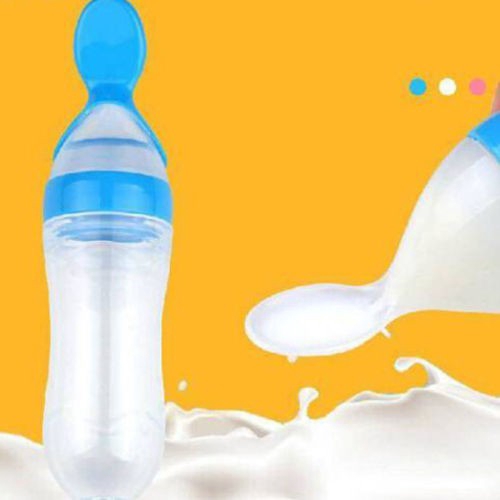 Bình đựng thức ăn kèm muỗng bằng silicone an toàn cho bé
