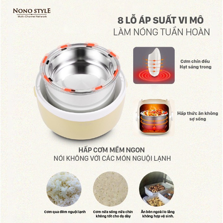 Hộp hâm cơm điện Lotor 1.3 Lít MH-2013, Nồi hâm nóng đồ ăn bằng thép không rỉ tiện lợi - BẢO HÀNH 12 THÁNG