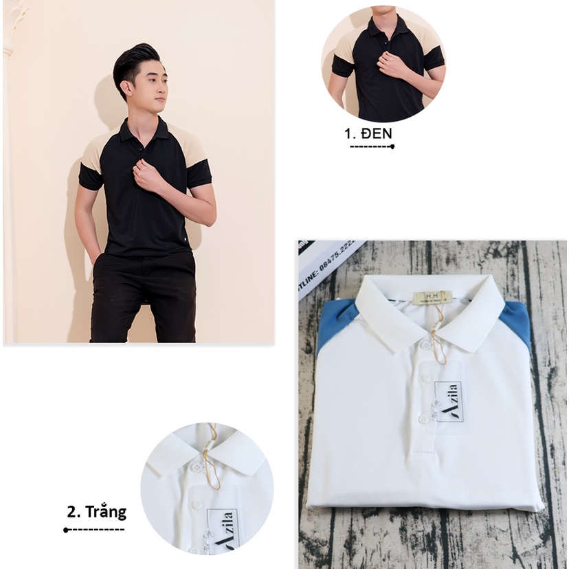 Áo Polo Nam Azila Cổ Bẻ  Vai Phối Màu Chất Liệu Cá Sấu cotton Xuất Xịn Chuẩn From Dáng Sang Trọng