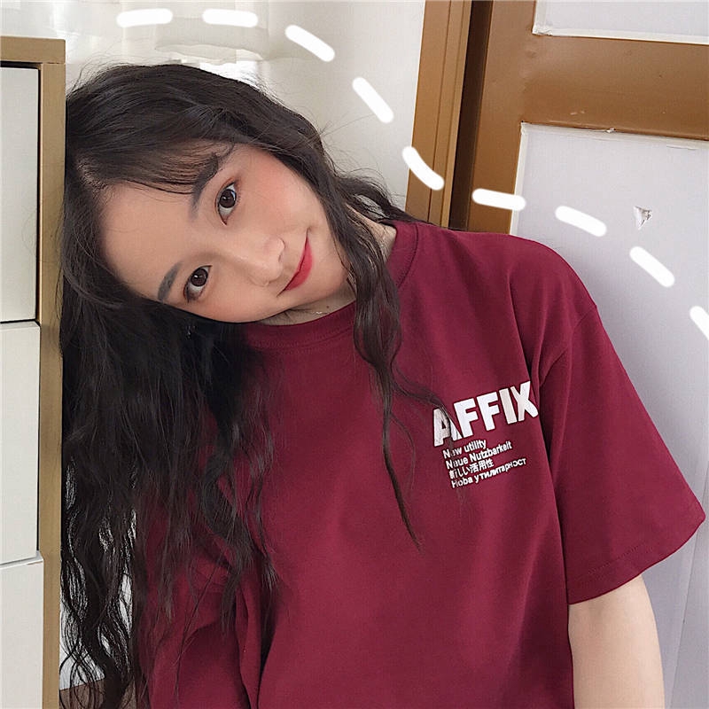 Áo phông rộng cổ tròn tay lưng phong cách Hàn Quốc thời trang