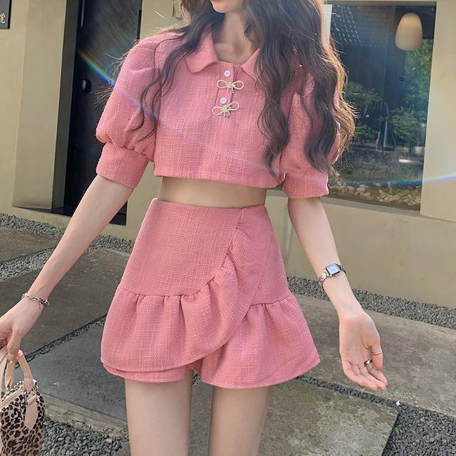 Set chân váy và áo tay ngắn thời trang mùa hè xinh xắn cho nữ