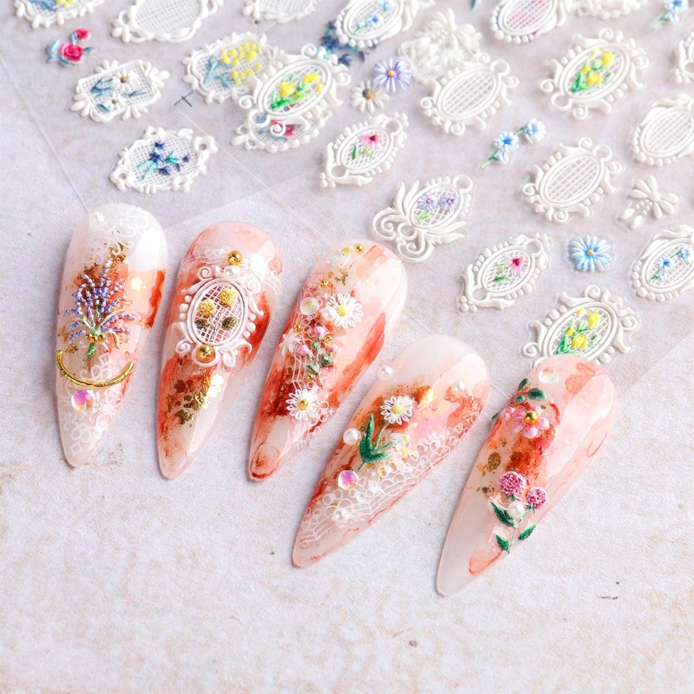 1 Miếng Dán Trang Trí Móng Tay 5D Hình Hoa Hồng