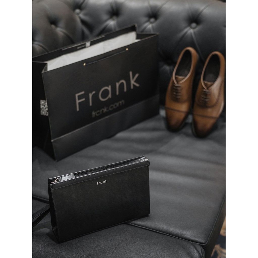 Ví Clutch Cầm Tay Nam Da Bò Vân Xước Cao Cấp FRANK Francis Daily Pouch Nhiều Ngăn Sang Trọng Tiện Dụng