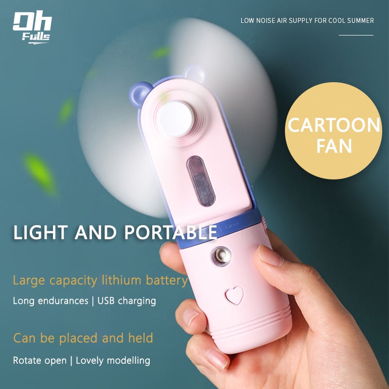 A-LIFE Quạt Phun Sương nano Mini Cầm Tay 2 Trong 1 Để Bàn Yên Tĩnh Dưỡng Ẩm Sạc USB