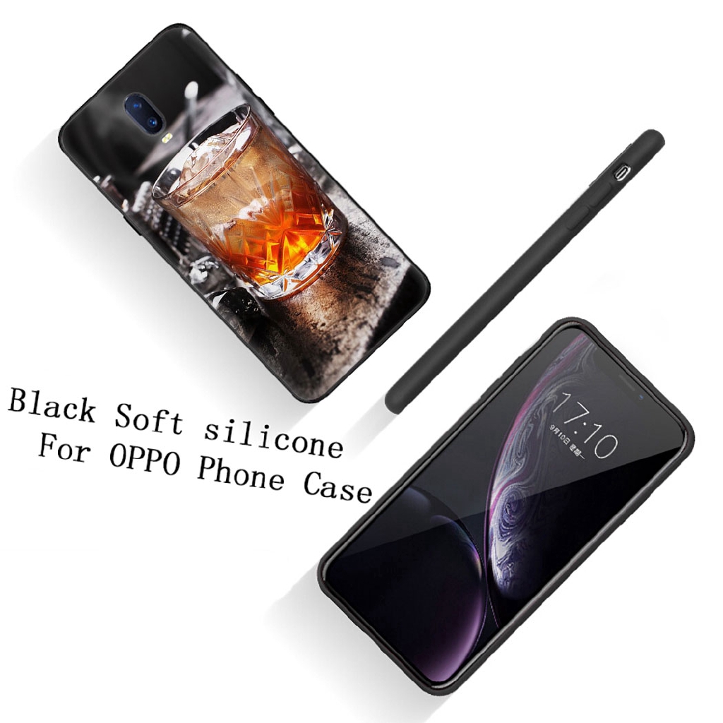 Ốp điện thoại silicone đen họa tiết bia rượu vodka cho OPPO REALME 6 C3 5S X2 PRO A92S C2 A12 F15 A91 A31 A8 A92 A52