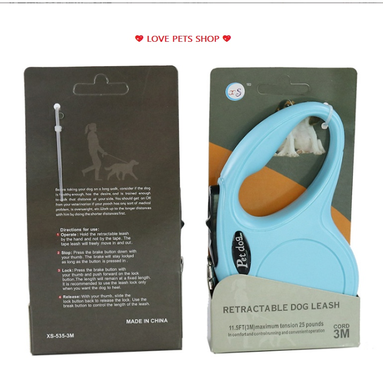 DÂY DẮT CHÓ MÈO TỰ ĐỘNG THU VÀO (TỆP GIẤY) - LOVE PETS SHOP