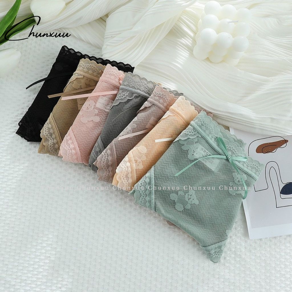 Quần lót ren nữ cao cấp Chunxuu chất liệu mềm mại, họa tiết gấu phối nơ dễ thương - QC106