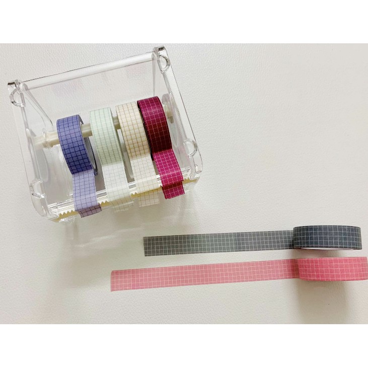 [11 màu] Cuộn Washi Tape Grid Màu - Băng Dính kẻ ô dài 10 mét