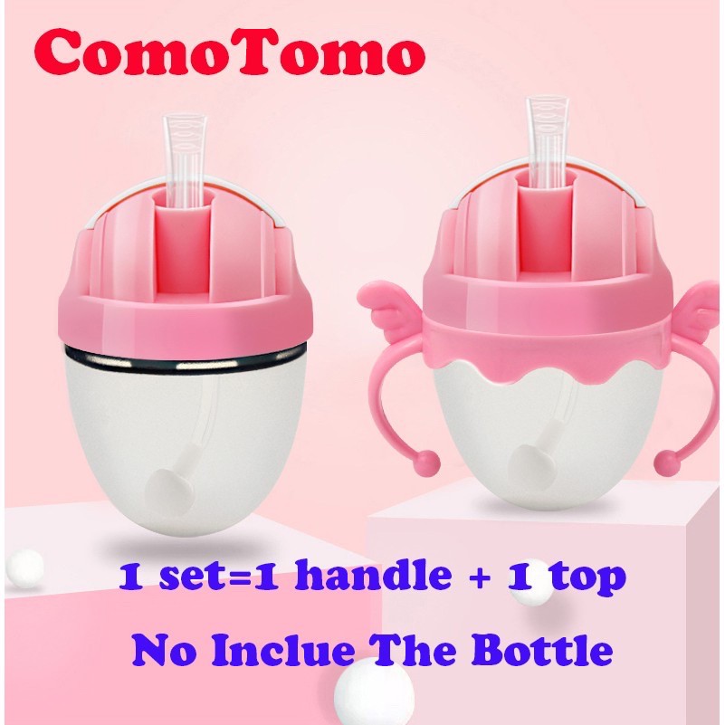 Combo nắp tập uống kèm tay cầm bình sữa silicon cổ siêu rộng, CMTM, fatz 150ml/250ml