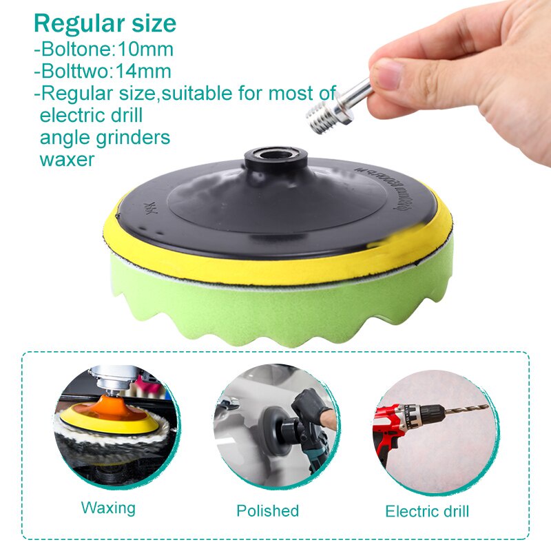 Set 11 Đĩa Len Đánh Bóng Xe Hơi Tự Dính 3 inch 5 inch 6 inch 7inch