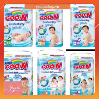 Bỉm Goon Premium  đủ size Quần M56, L46, XL42. XXL36 /Dán S64, M60, L50,XL46