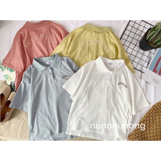 Áo Thun Polo Thêu Chữ Unisex