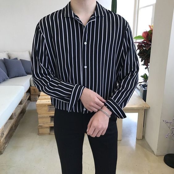 Áo sơ mi nam sọc đen trắng 💝 áo sơ mi tay dày HOT vải Thái bền đẹp chống xù