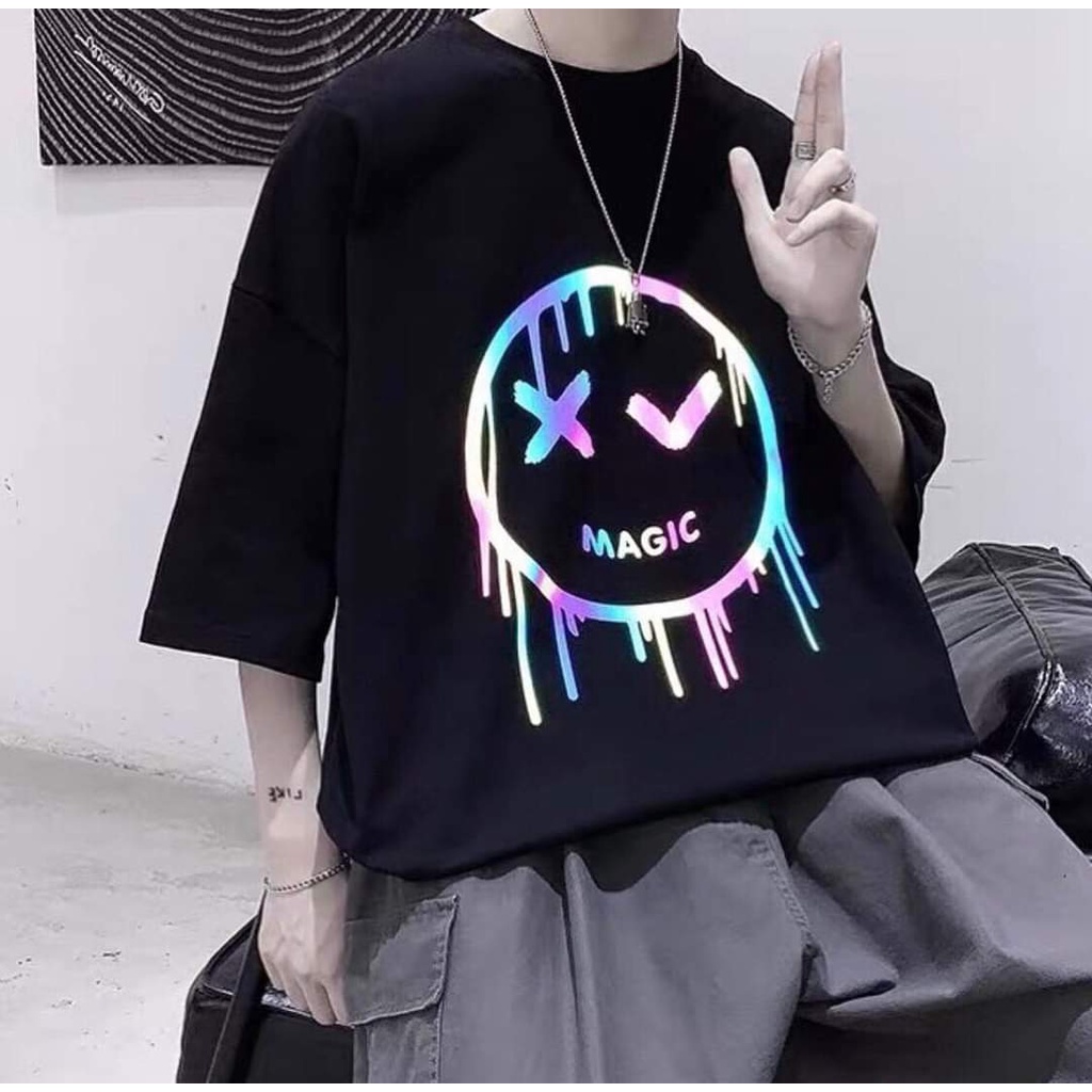 Áo thun unisex in phản quang 7 màu , chất thun cotton cao cấp , fom rộng y mẫu