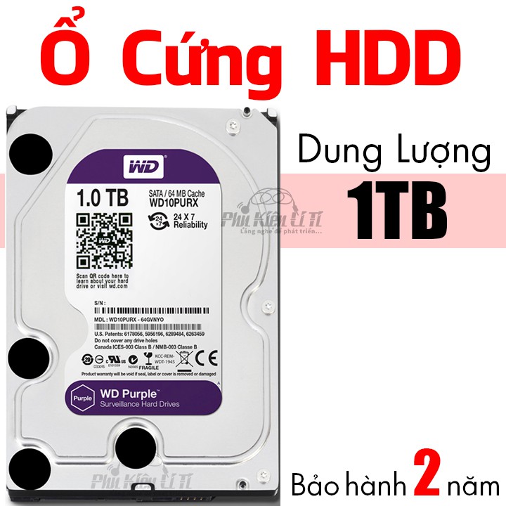 ổ cứng máy tính hdd WD PURPLE 1tb chuyên dùng cho camera và máy tính bảo hành 2 năm