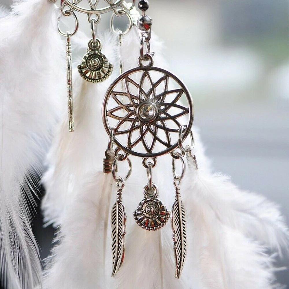 Aaron1 Chuông Gió Dreamcatcher Mini Phối Lông Vũ Treo Tường Trang Trí Nội Thất