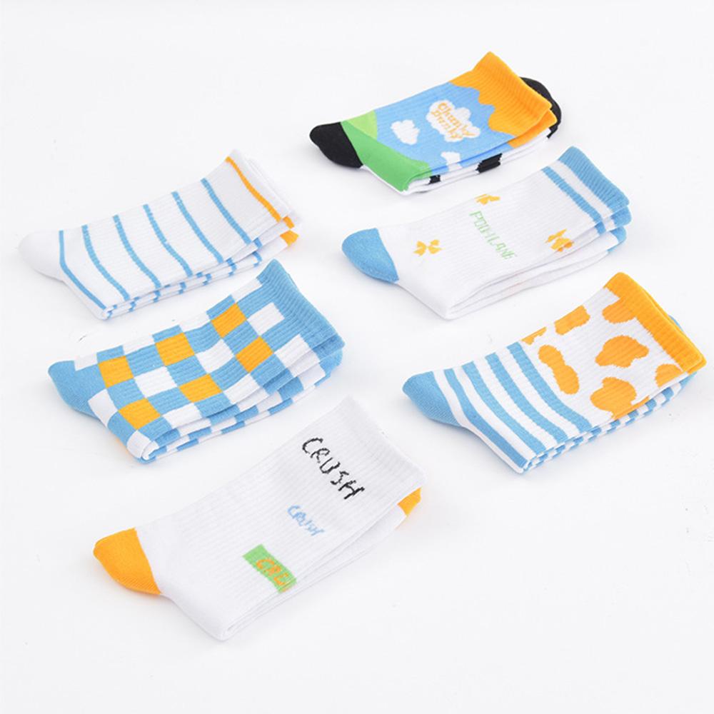 Vớ Thể Thao Chất Liệu Cotton Họa Tiết Kẻ Sọc Màu Trắng Đen Thời Trang Mùa Đông