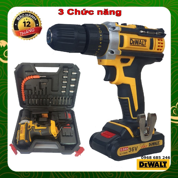 Máy khoan pin Dewalt 36V (LOẠI I), khoan tường khoan bê tông,khoan sắt 3 chức năng, model DCD771 .