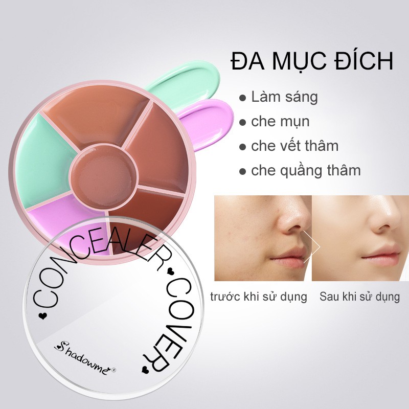 6 Màu Kem Che Khuyết Điểm Quầng Thâm Che Mụn，Kem che khuyết điểm đa chức năng-URB6SZX