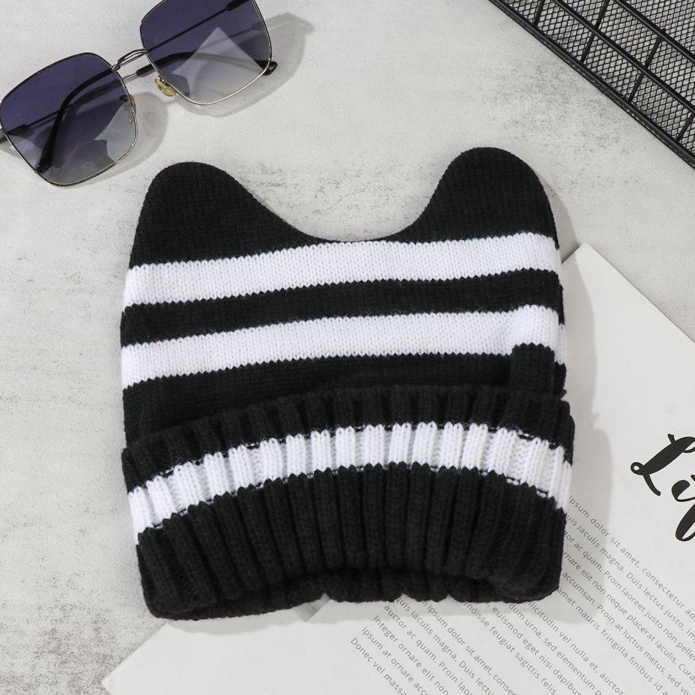 Mũ Len Họa Tiết Kẻ Sọc Thời Trang Thu Đông Dành Cho Cặp Đôi