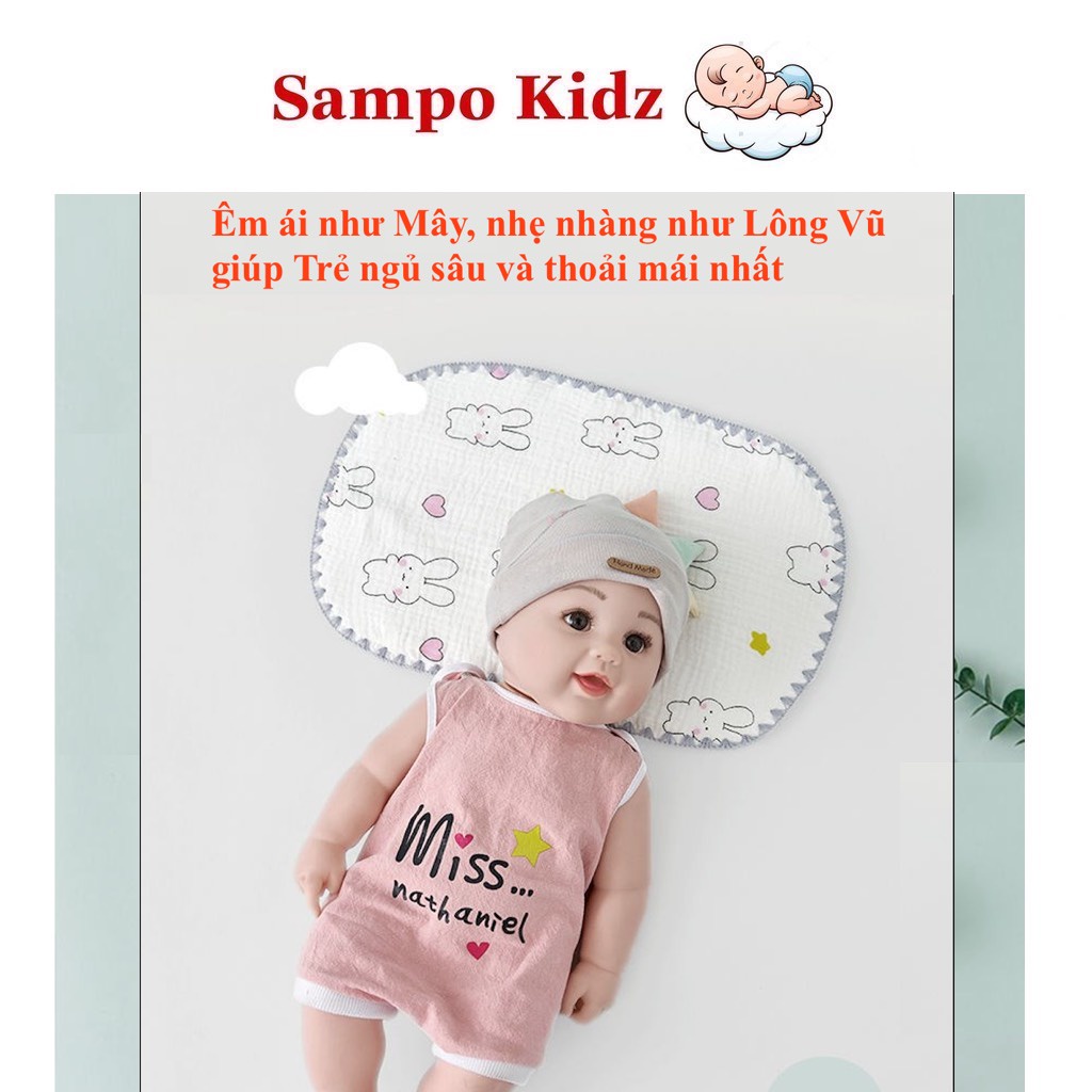 Gối xô sơ sinh cotton 10 lớp mềm mại, thoáng khí cho bé