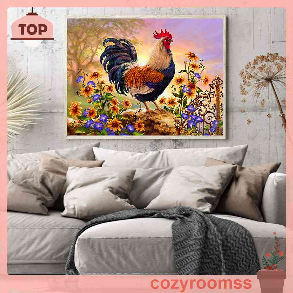 Bộ Tranh Thêu 11CT Hình Gà Trống Và Hoa Hướng Dương