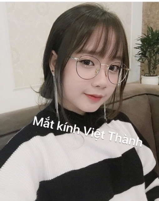 Gọng kính cận kim loại mảnh chân bi nhẬn lắp mắt độ cận viễn loạn theo yêu cầu Gkl bi