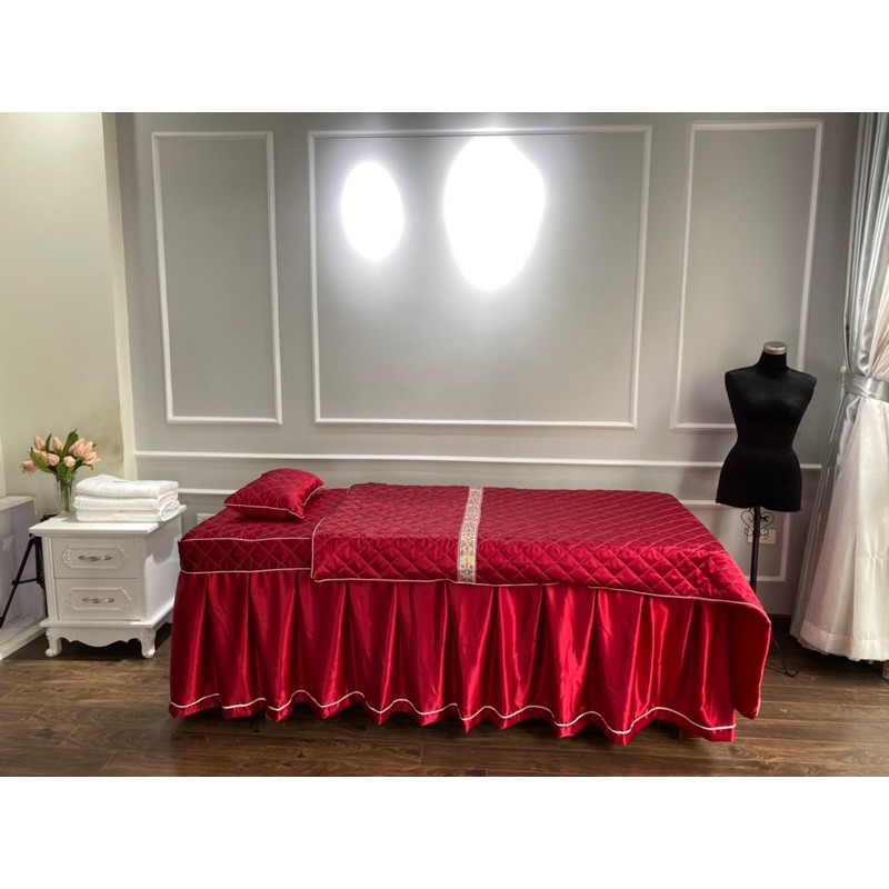 Drap ga phi lụa chần bông giường spa, massage, nail mi, phun xăm